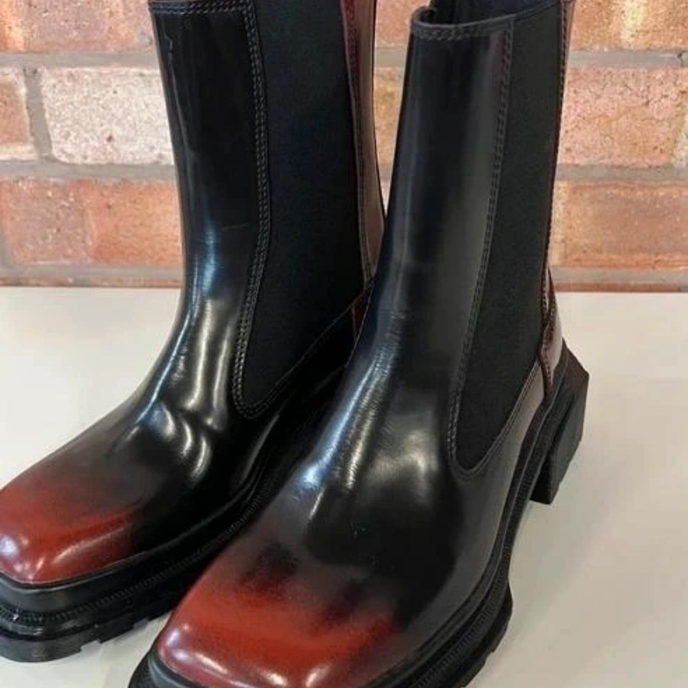Chic Black and Brown Heeled Boots